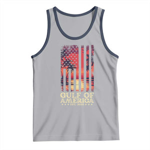 Gulf Of USA Est 2025 Tank Top Sunset American Flag Gulf Mexico TS09 Athletic Heather Navy Print Your Wear