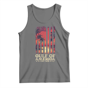 Gulf Of USA Est 2025 Tank Top Sunset American Flag Gulf Mexico TS09 Black Heather Print Your Wear