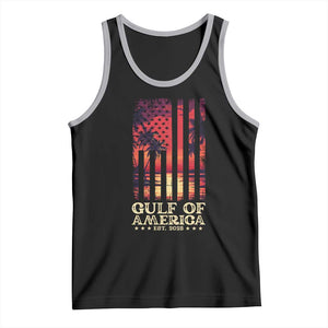 Gulf Of USA Est 2025 Tank Top Sunset American Flag Gulf Mexico TS09 Black Athletic Heather Print Your Wear