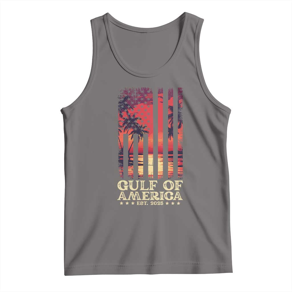Gulf Of USA Est 2025 Tank Top Sunset American Flag Gulf Mexico TS09 Deep Heather Print Your Wear