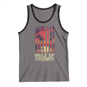 Gulf Of USA Est 2025 Tank Top Sunset American Flag Gulf Mexico TS09 Deep Heather Black Print Your Wear