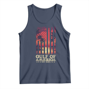 Gulf Of USA Est 2025 Tank Top Sunset American Flag Gulf Mexico TS09 Navy Print Your Wear