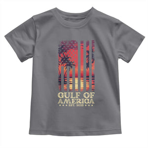 Gulf Of USA Est 2025 Toddler T Shirt Sunset American Flag Gulf Mexico TS09 Charcoal Print Your Wear