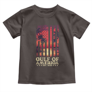Gulf Of USA Est 2025 Toddler T Shirt Sunset American Flag Gulf Mexico TS09 Dark Chocolate Print Your Wear