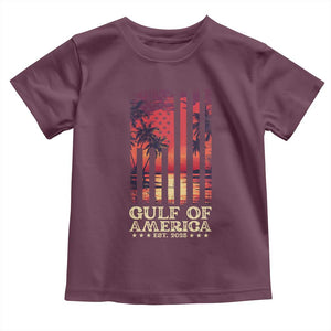 Gulf Of USA Est 2025 Toddler T Shirt Sunset American Flag Gulf Mexico TS09 Maroon Print Your Wear