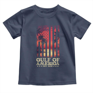 Gulf Of USA Est 2025 Toddler T Shirt Sunset American Flag Gulf Mexico TS09 Navy Print Your Wear