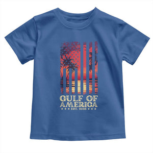 Gulf Of USA Est 2025 Toddler T Shirt Sunset American Flag Gulf Mexico TS09 Royal Blue Print Your Wear