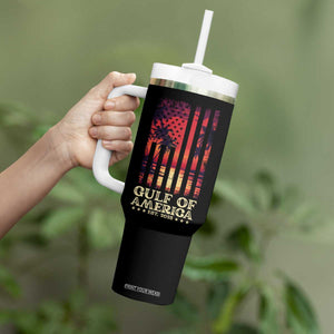 Gulf Of USA Est 2025 Tumbler With Handle Sunset American Flag Gulf Mexico TS09 Print Your Wear