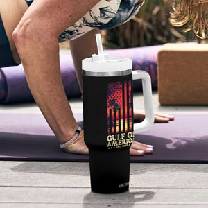 Gulf Of USA Est 2025 Tumbler With Handle Sunset American Flag Gulf Mexico TS09 Print Your Wear