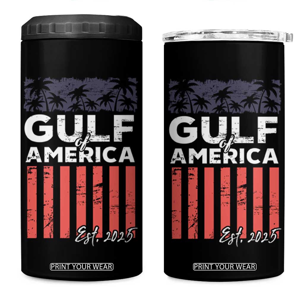 Gulf Of USA 4 in 1 Can Cooler Tumbler Est 2025 American Flag Gulf Mexico TS09 One Size: 16 oz Black Print Your Wear