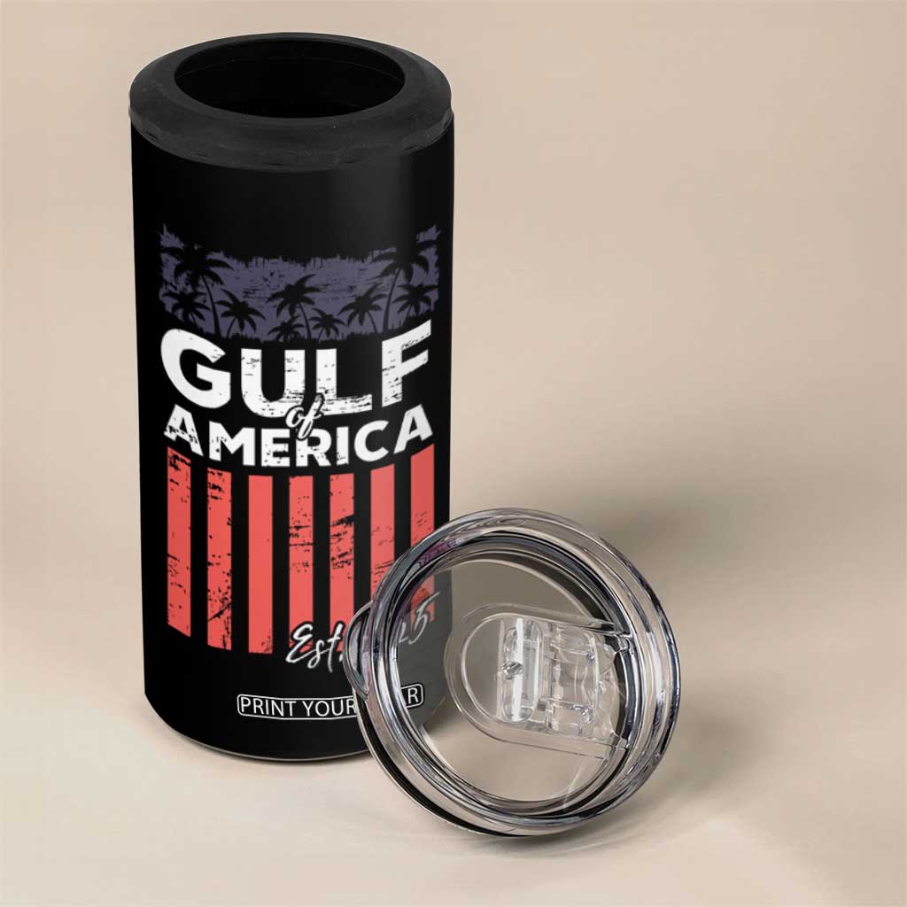 Gulf Of USA 4 in 1 Can Cooler Tumbler Est 2025 American Flag Gulf Mexico TS09 Print Your Wear