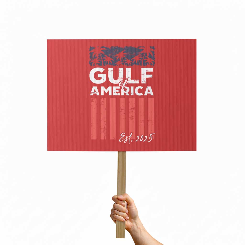 Gulf Of USA Protest Sign Est 2025 American Flag Gulf Mexico - Print Your Wear
