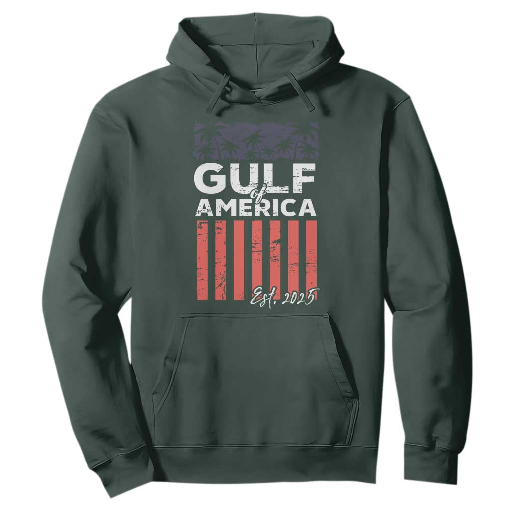 Gulf Of USA Hoodie Est 2025 American Flag Gulf Mexico TS09 Dark Forest Green Print Your Wear