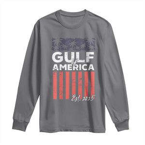 Gulf Of USA Long Sleeve Shirt Est 2025 American Flag Gulf Mexico TS09 Charcoal Print Your Wear