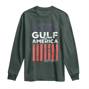 Gulf Of USA Long Sleeve Shirt Est 2025 American Flag Gulf Mexico TS09 Dark Forest Green Print Your Wear