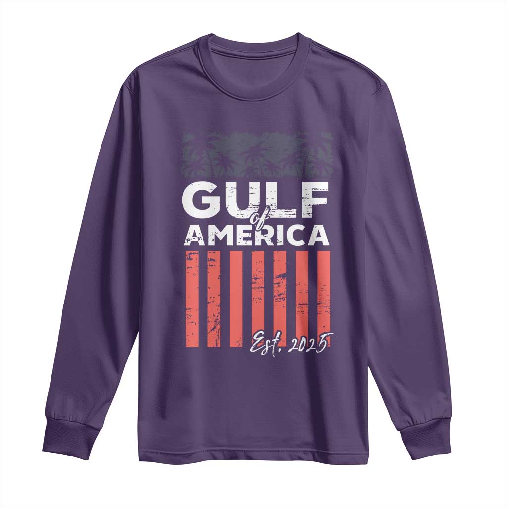 Gulf Of USA Long Sleeve Shirt Est 2025 American Flag Gulf Mexico TS09 Purple Print Your Wear
