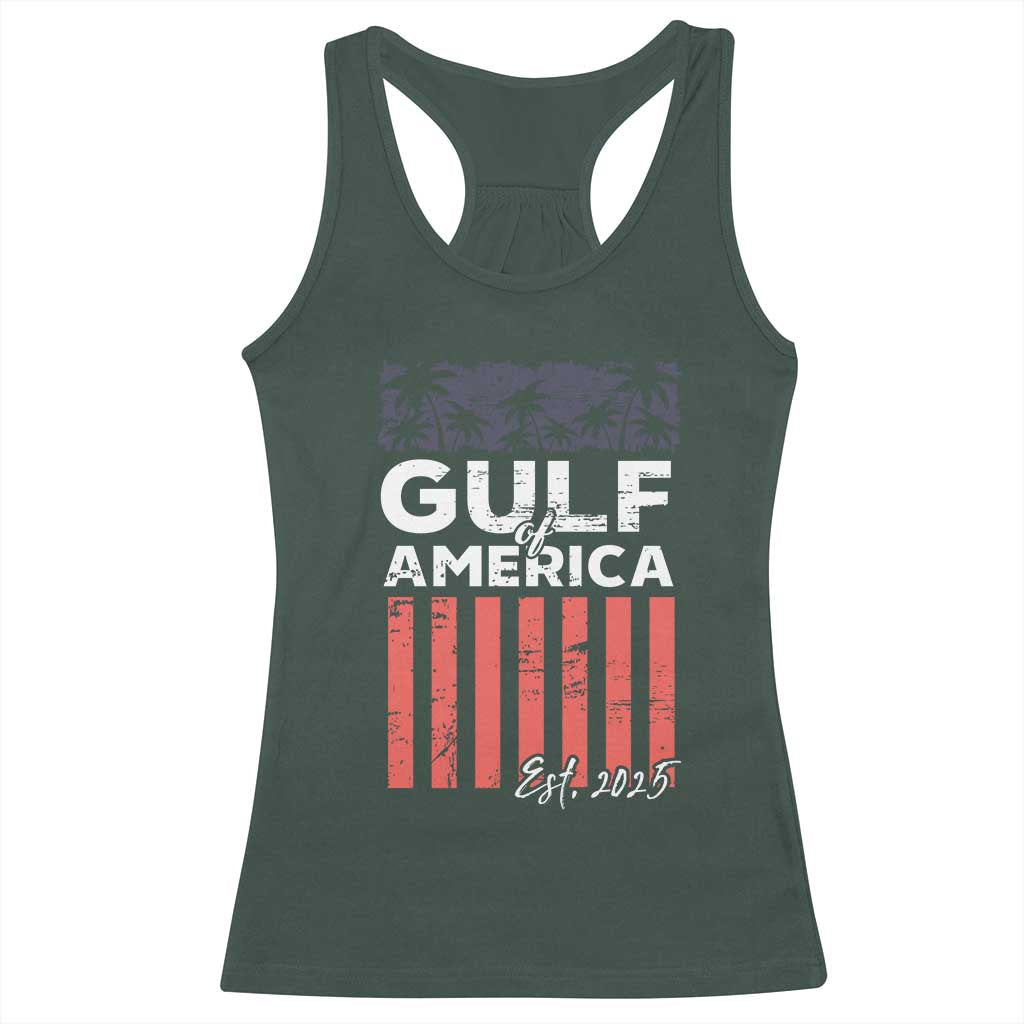 Gulf Of USA Racerback Tank Top Est 2025 American Flag Gulf Mexico TS09 Dark Forest Green Print Your Wear