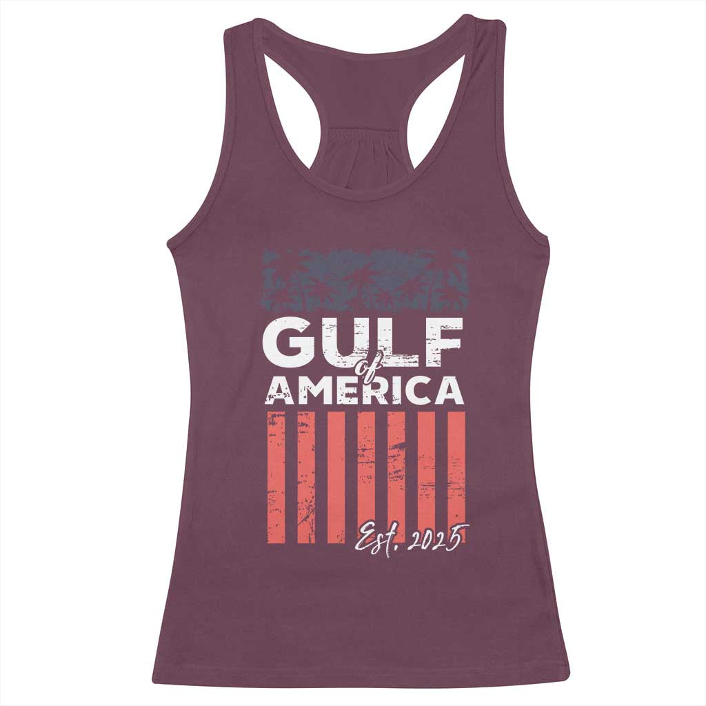 Gulf Of USA Racerback Tank Top Est 2025 American Flag Gulf Mexico TS09 Maroon Print Your Wear