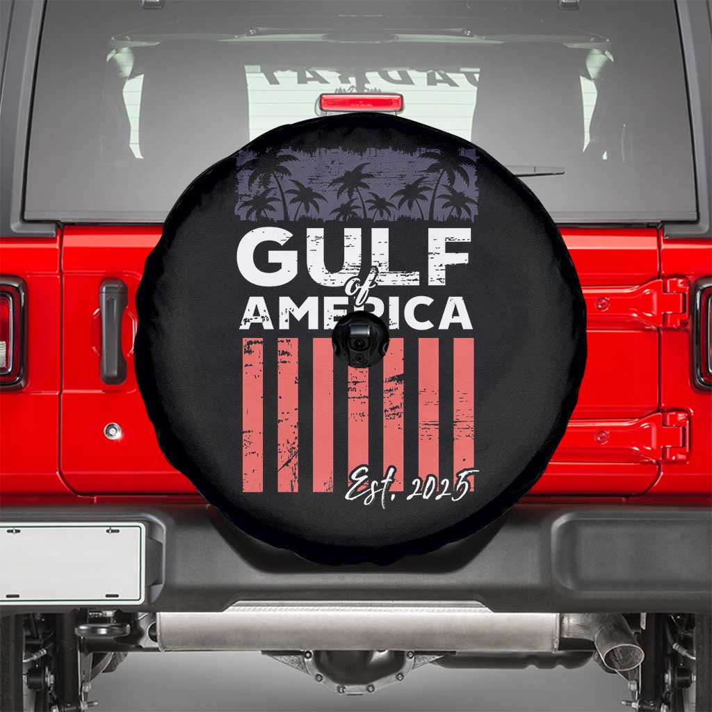 Gulf Of USA Spare Tire Cover Est 2025 American Flag Gulf Mexico TS09 Black Print Your Wear