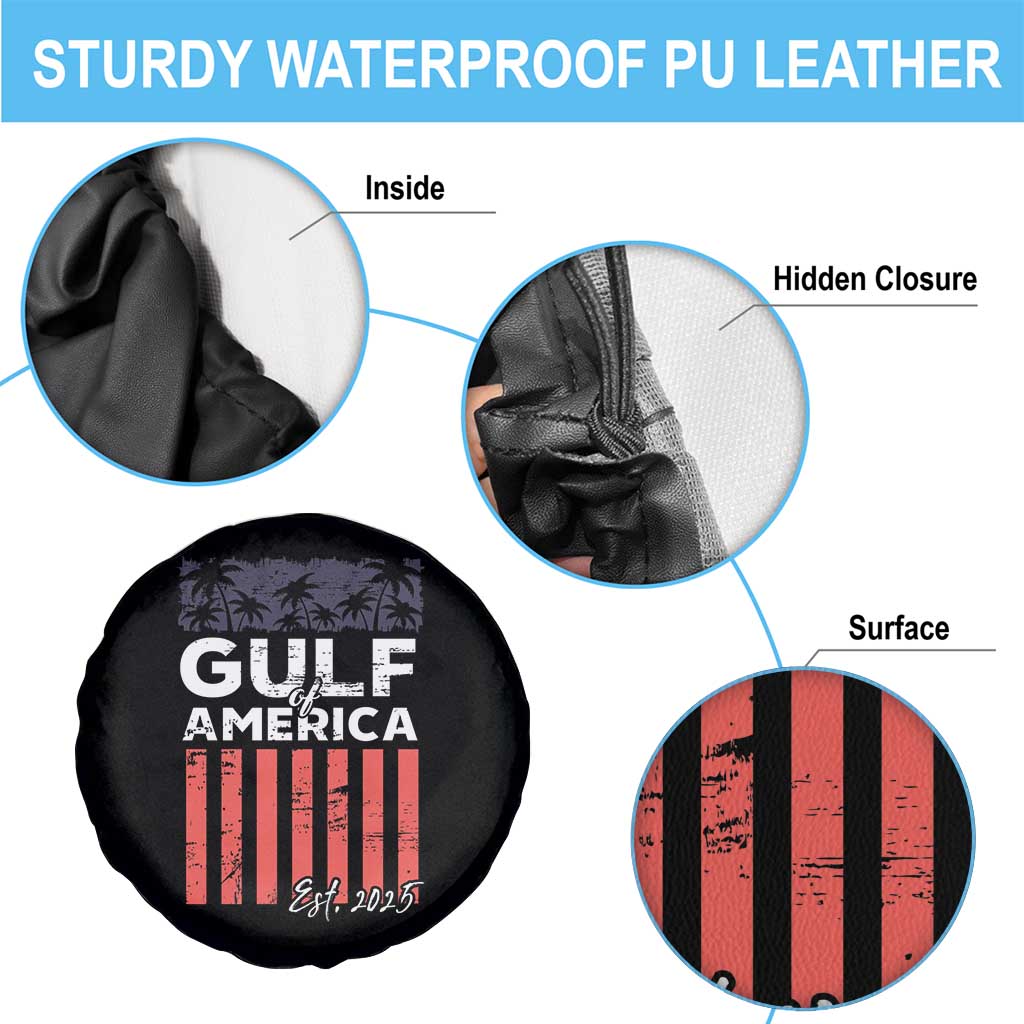 Gulf Of USA Spare Tire Cover Est 2025 American Flag Gulf Mexico TS09 Print Your Wear