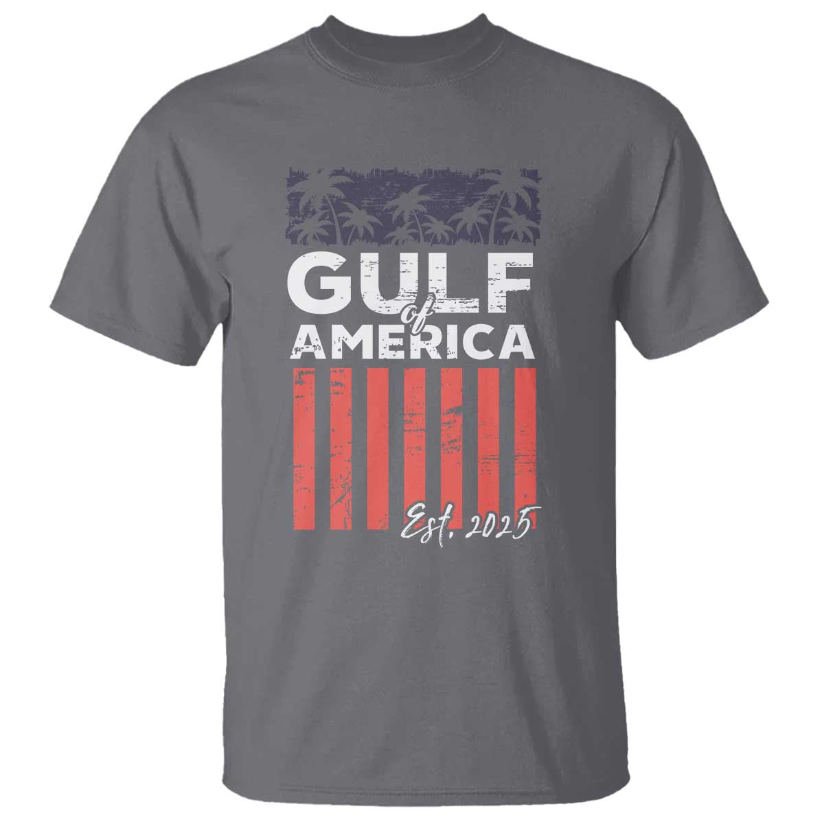 Gulf Of USA T Shirt Est 2025 American Flag Gulf Mexico TS09 Charcoal Print Your Wear