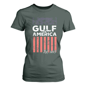 Gulf Of USA T Shirt For Women Est 2025 American Flag Gulf Mexico TS09 Dark Forest Green Print Your Wear