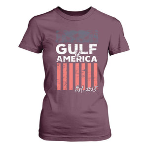 Gulf Of USA T Shirt For Women Est 2025 American Flag Gulf Mexico TS09 Maroon Print Your Wear