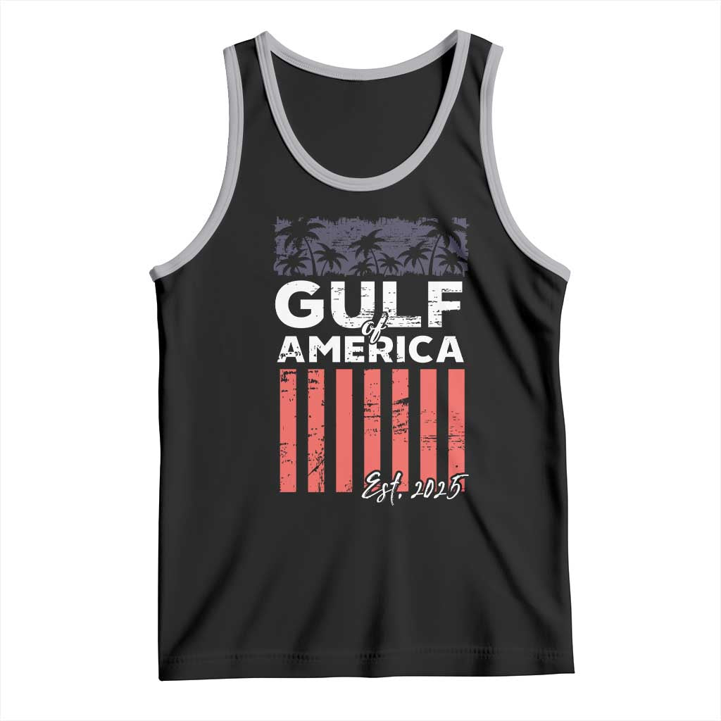 Gulf Of USA Tank Top Est 2025 American Flag Gulf Mexico TS09 Black Athletic Heather Print Your Wear