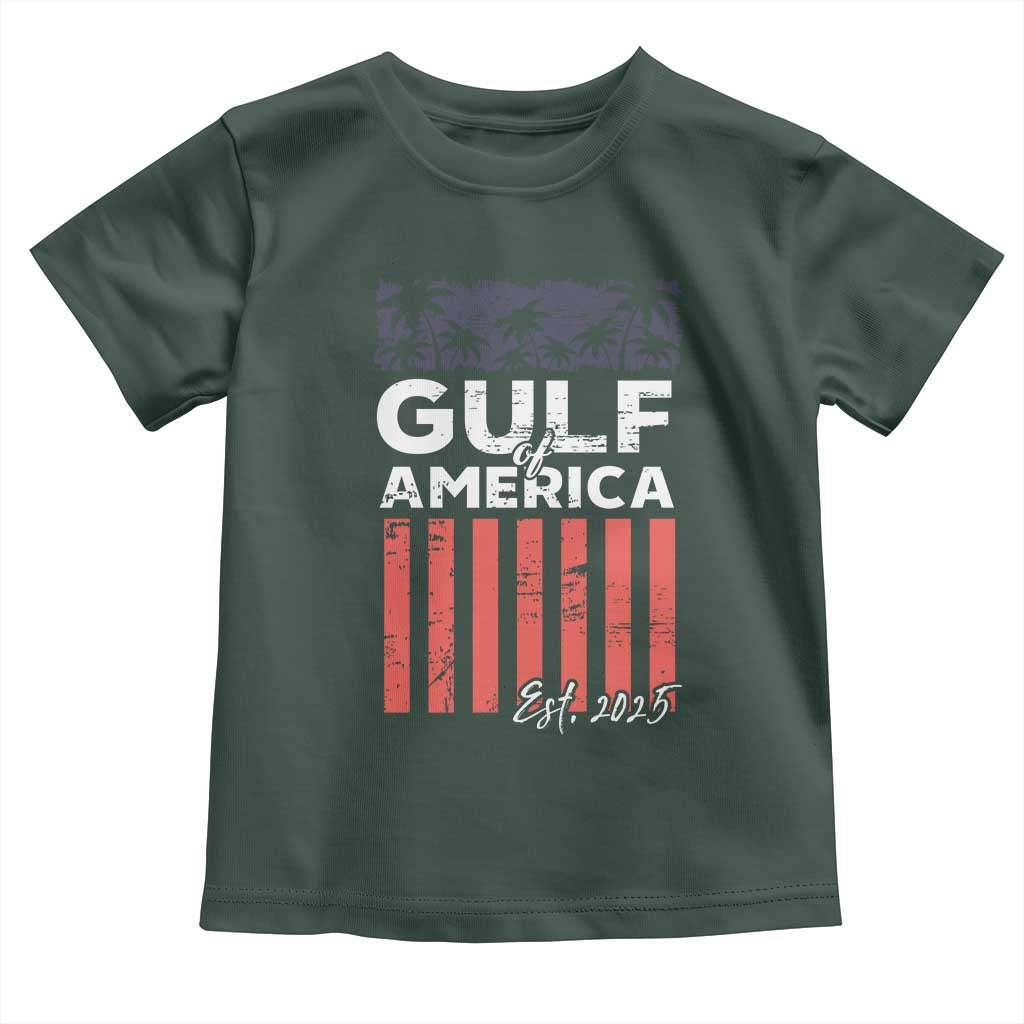 Gulf Of USA Toddler T Shirt Est 2025 American Flag Gulf Mexico TS09 Dark Forest Green Print Your Wear