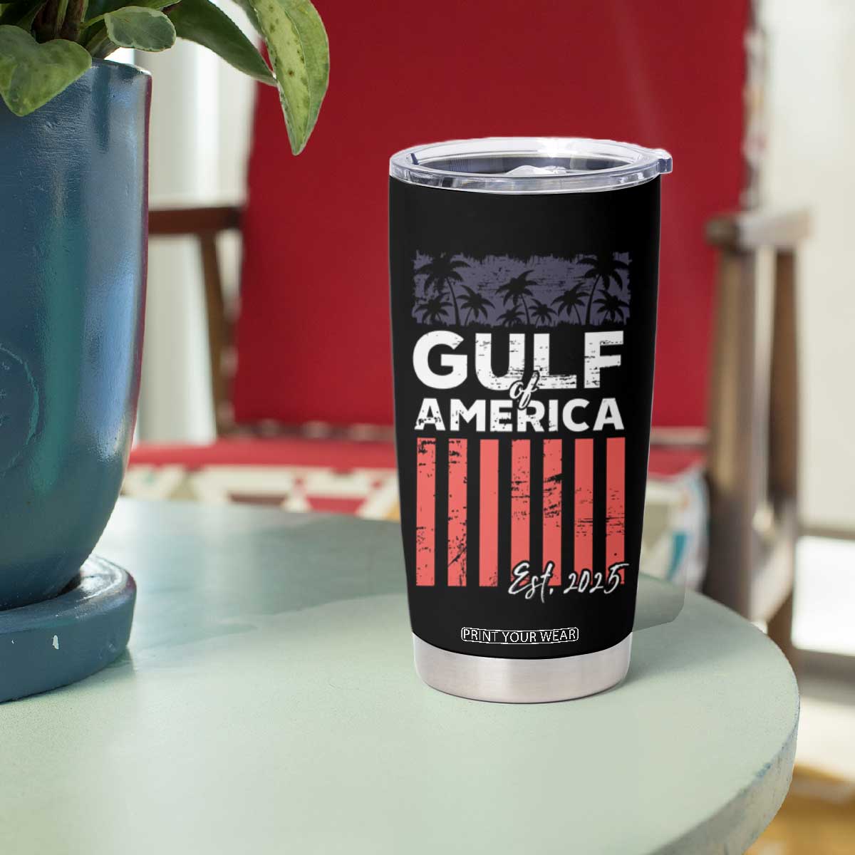 Gulf Of USA Tumbler Cup Est 2025 American Flag Gulf Mexico TS09 Print Your Wear