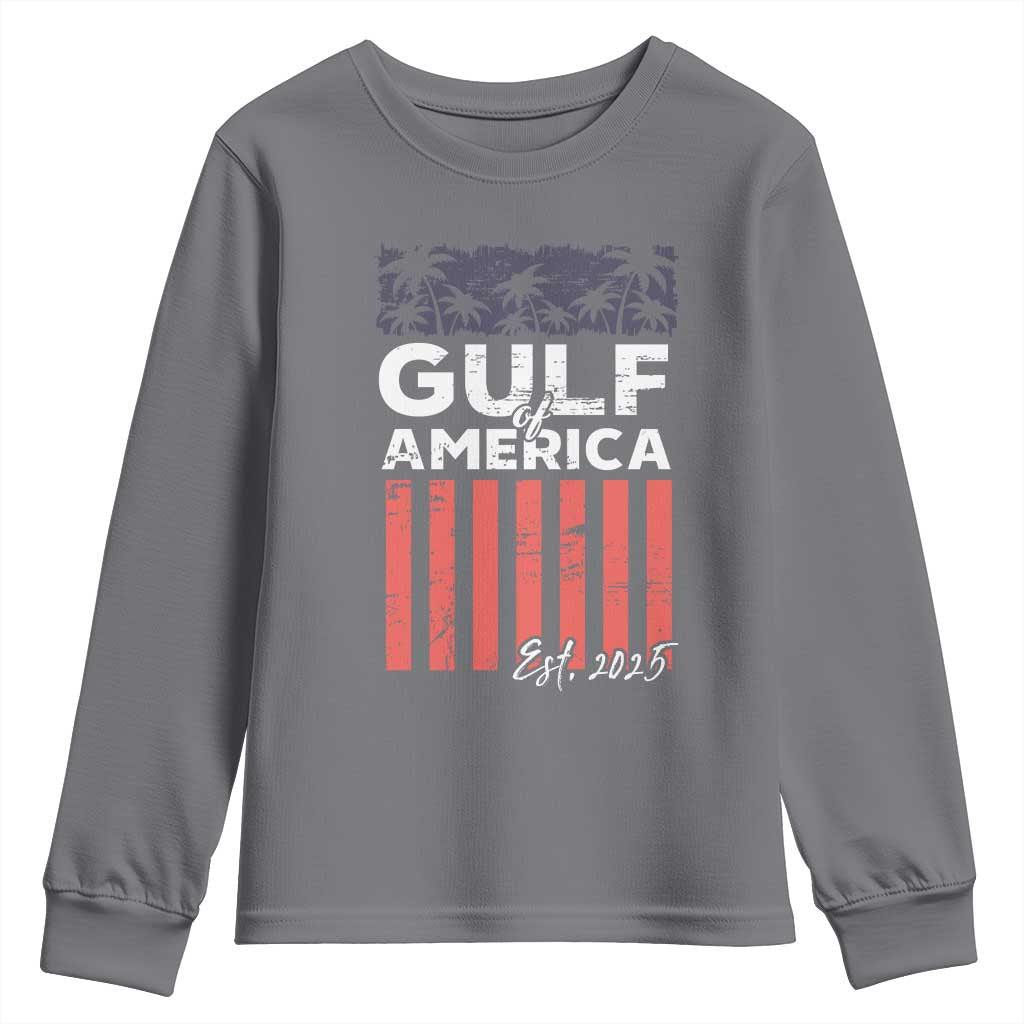 Gulf Of USA Youth Sweatshirt Est 2025 American Flag Gulf Mexico TS09 Charcoal Print Your Wear