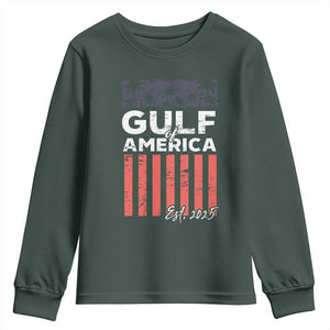 Gulf Of USA Youth Sweatshirt Est 2025 American Flag Gulf Mexico TS09 Dark Forest Green Print Your Wear