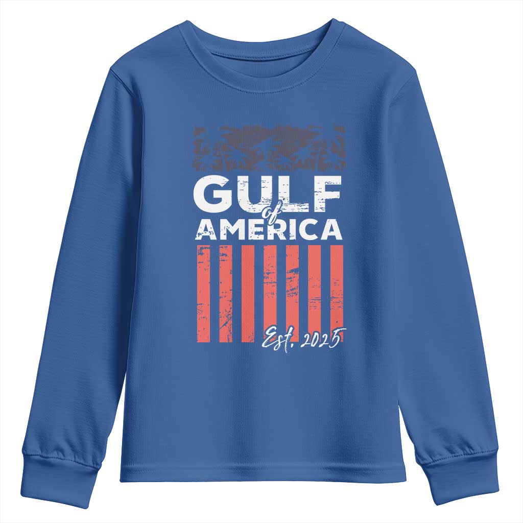 Gulf Of USA Youth Sweatshirt Est 2025 American Flag Gulf Mexico TS09 Royal Blue Print Your Wear