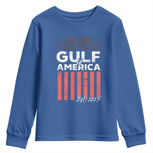 Gulf Of USA Youth Sweatshirt Est 2025 American Flag Gulf Mexico TS09 Royal Blue Print Your Wear