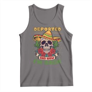 Deported And Now I'm Back Tank Top Funny Mexican Sugar Skull TS09 Deep Heather Print Your Wear