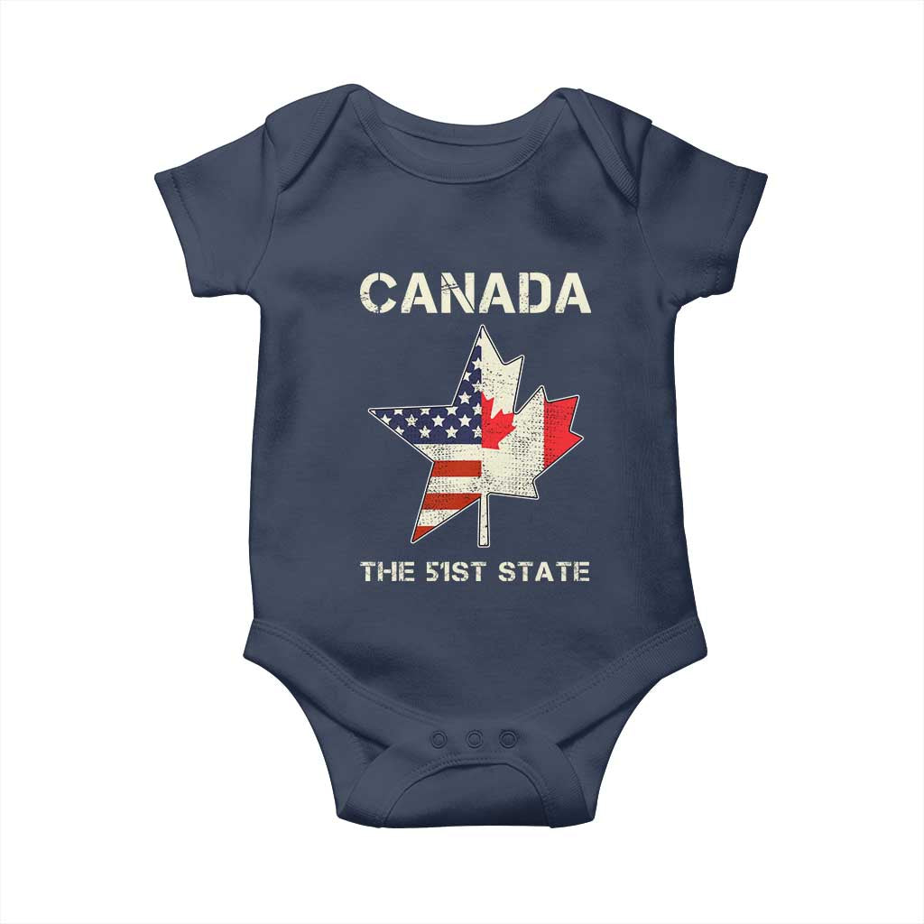 Canada The 51st State Baby Onesie Maple Canadian American Flag TS09 Navy Print Your Wear