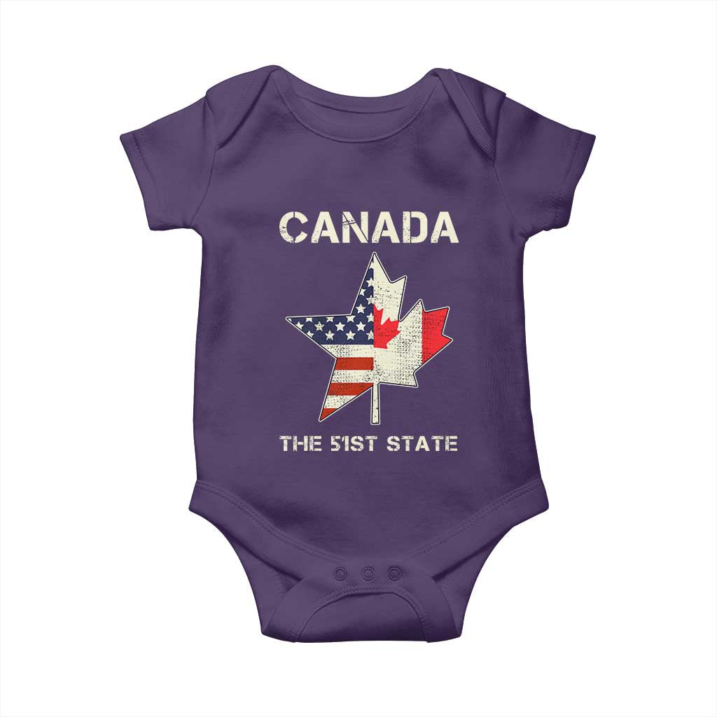 Canada The 51st State Baby Onesie Maple Canadian American Flag TS09 Purple Print Your Wear