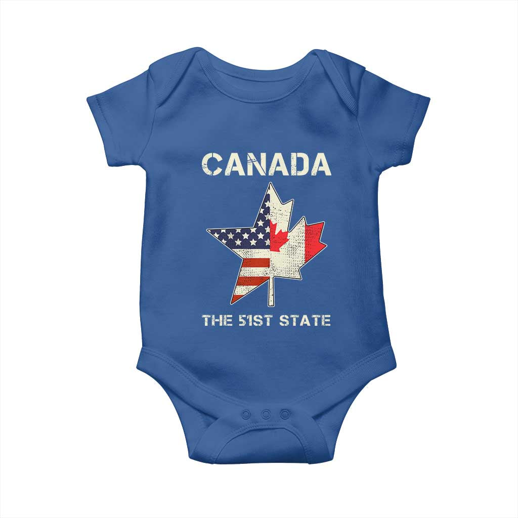 Canada The 51st State Baby Onesie Maple Canadian American Flag TS09 Royal Blue Print Your Wear