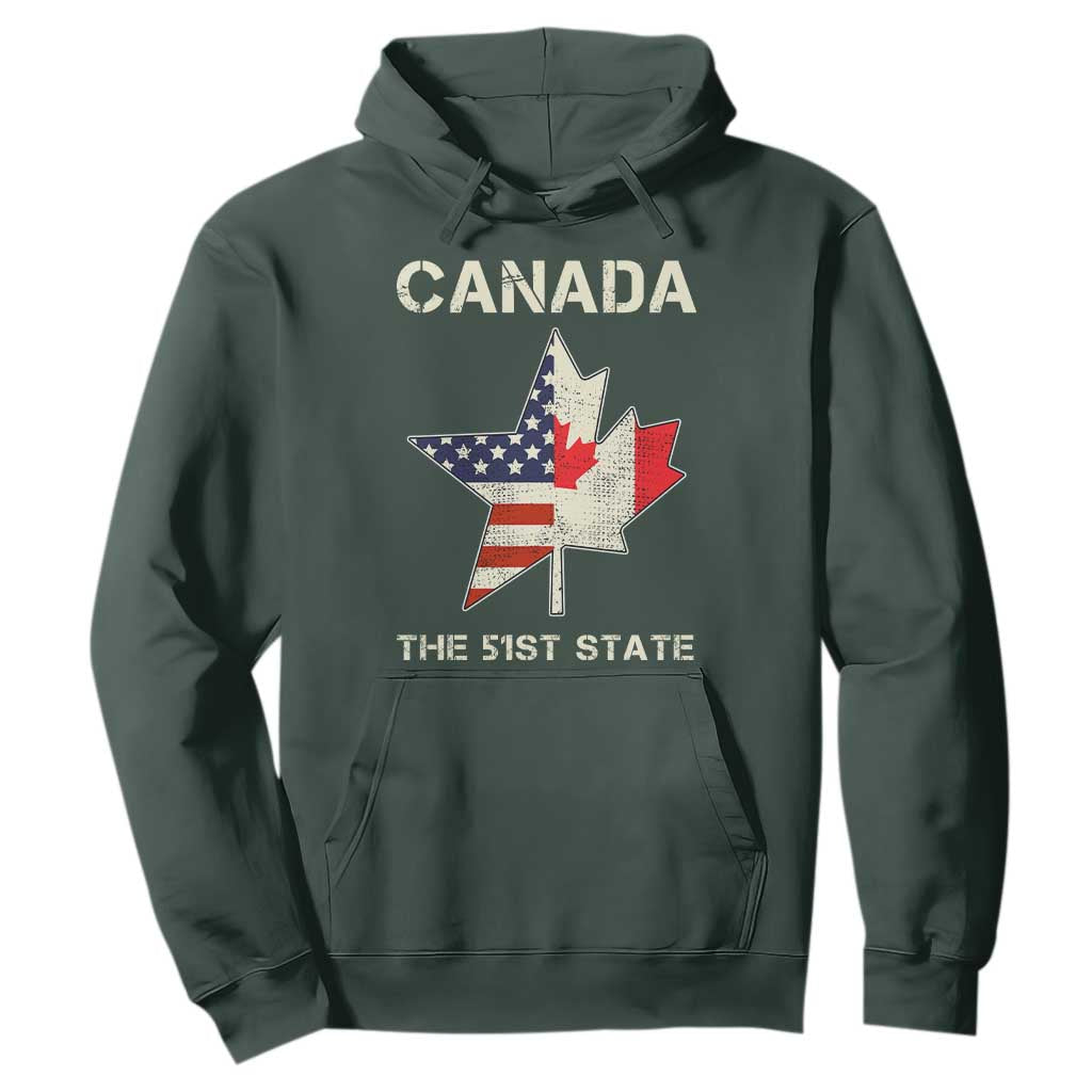 Canada The 51st State Hoodie Maple Canadian American Flag TS09 Dark Forest Green Print Your Wear