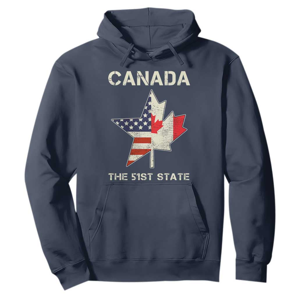 Canada The 51st State Hoodie Maple Canadian American Flag TS09 Navy Print Your Wear