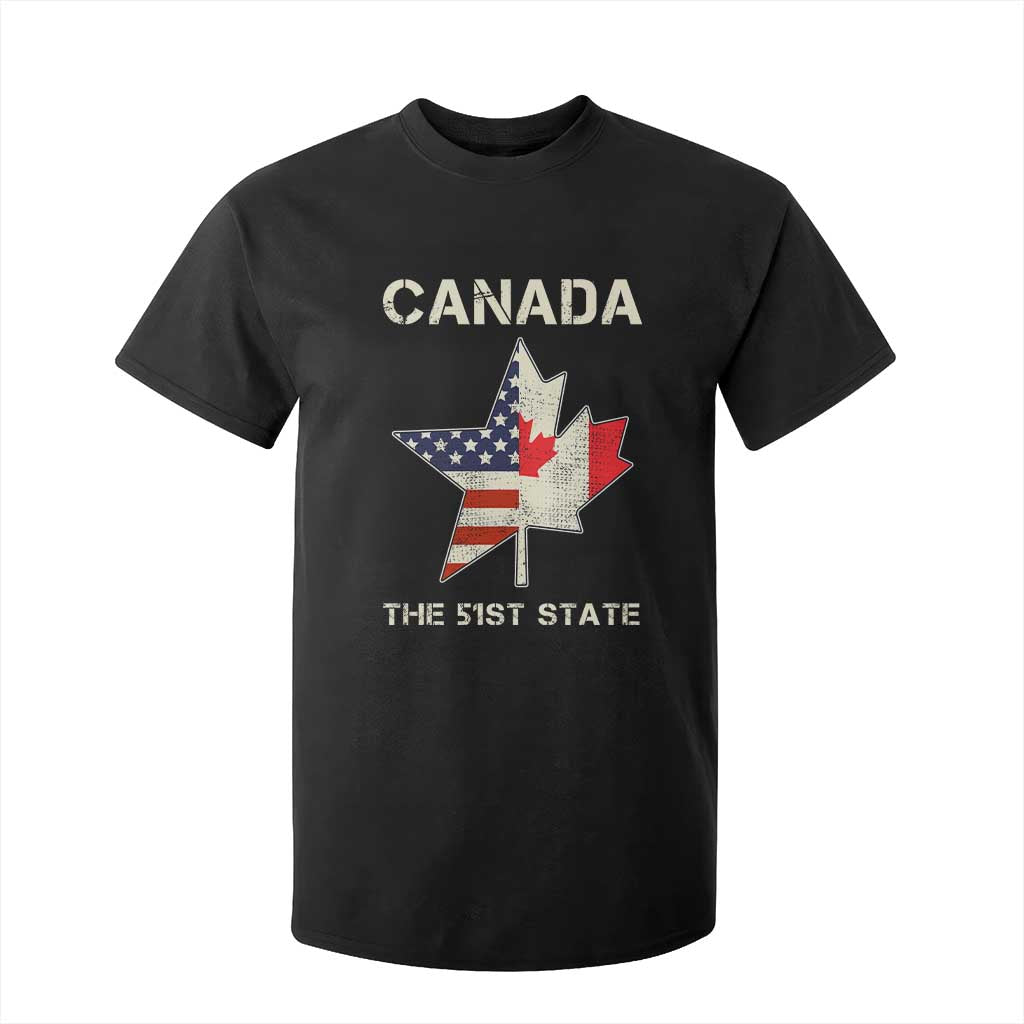 Canada The 51st State T Shirt For Kid Maple Canadian American Flag TS09 Black Print Your Wear