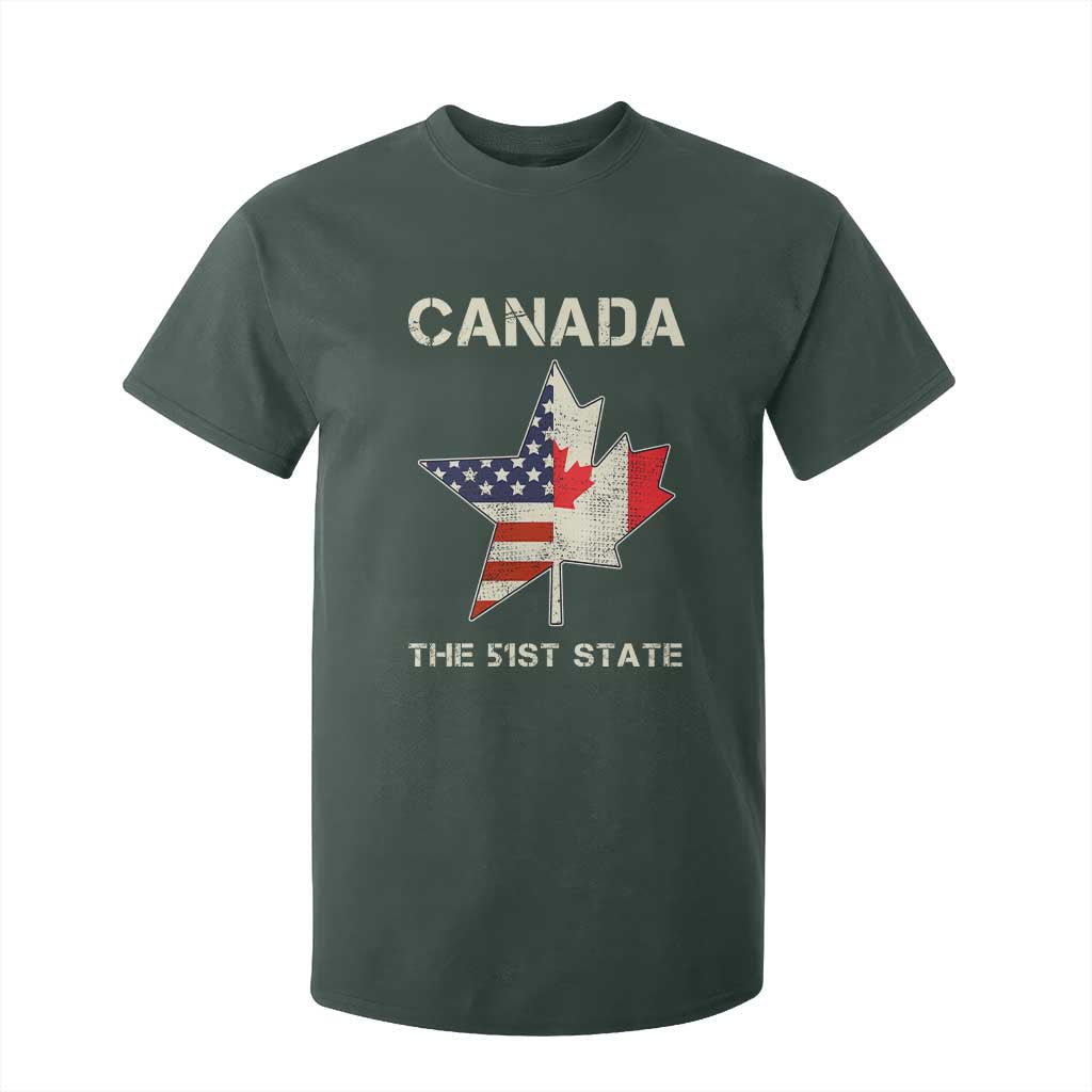 Canada The 51st State T Shirt For Kid Maple Canadian American Flag TS09 Dark Forest Green Print Your Wear