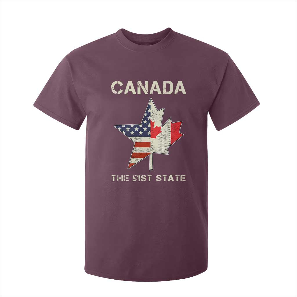 Canada The 51st State T Shirt For Kid Maple Canadian American Flag TS09 Maroon Print Your Wear