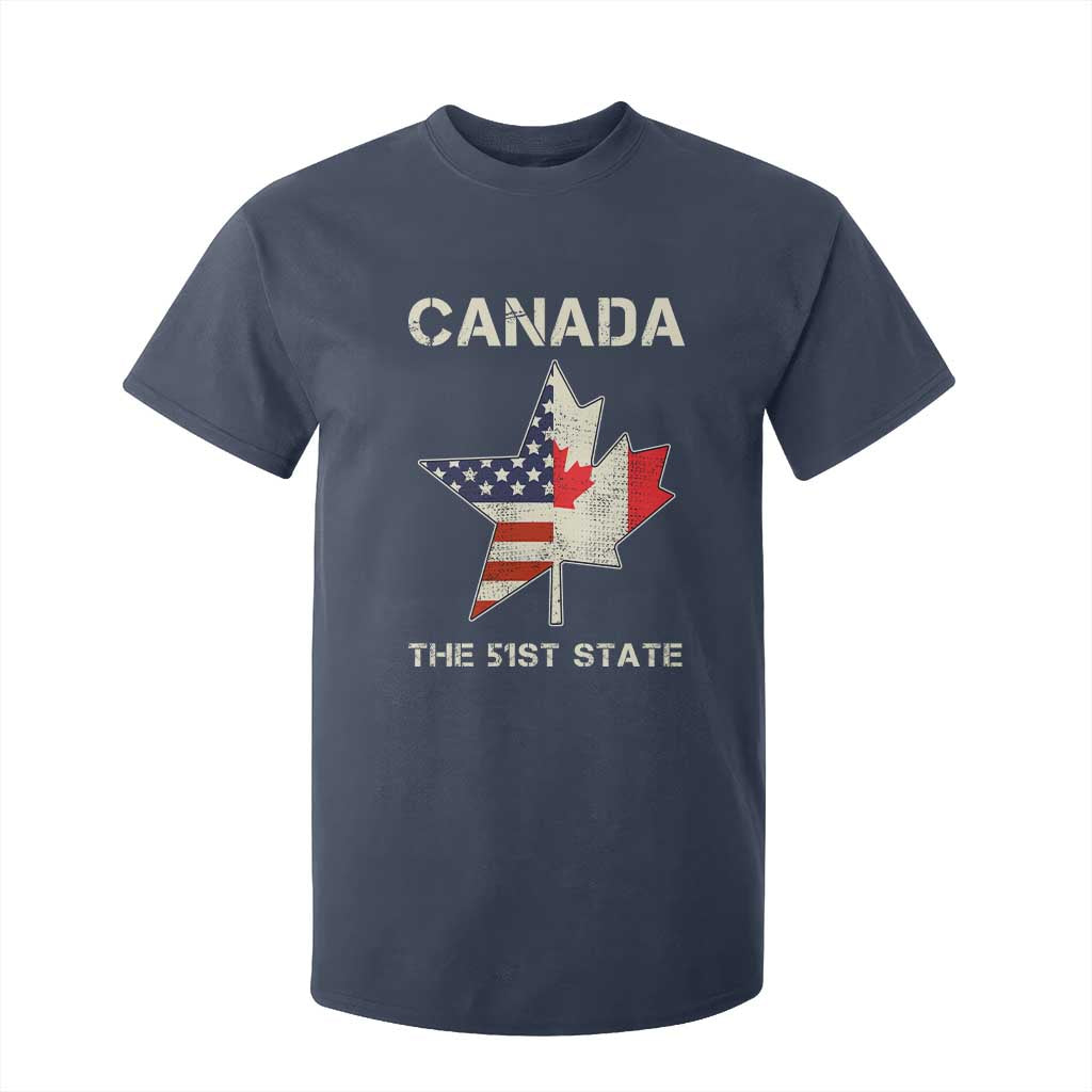 Canada The 51st State T Shirt For Kid Maple Canadian American Flag TS09 Navy Print Your Wear