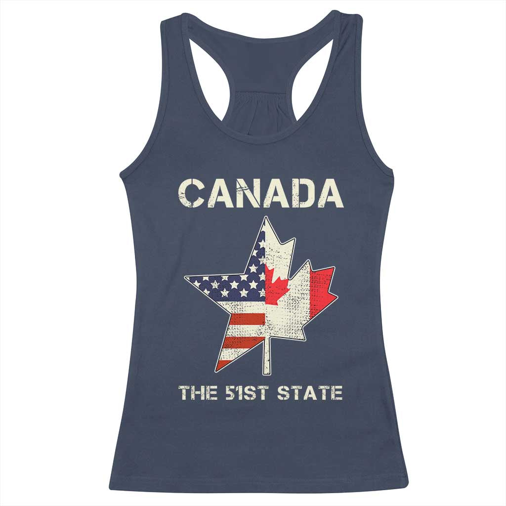 Canada The 51st State Racerback Tank Top Maple Canadian American Flag TS09 Navy Print Your Wear