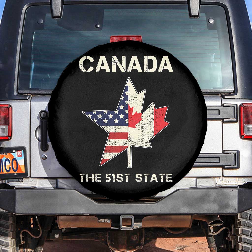 Canada The 51st State Spare Tire Cover Maple Canadian American Flag TS09 No hole Black Print Your Wear