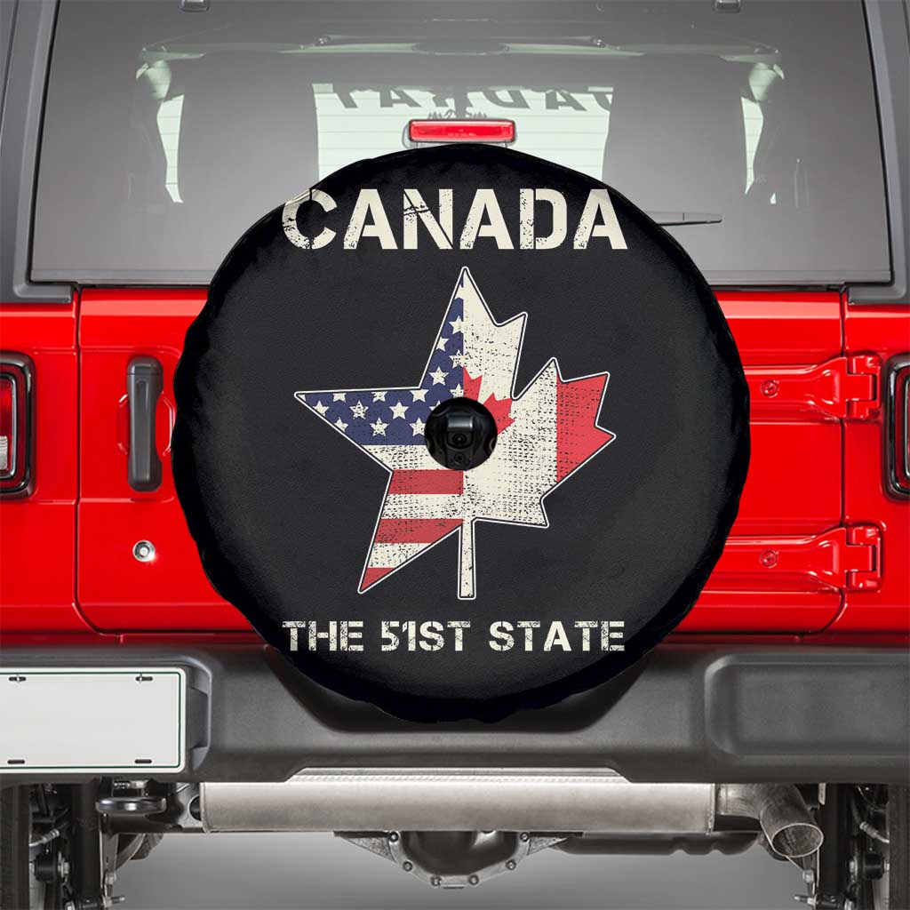 Canada The 51st State Spare Tire Cover Maple Canadian American Flag TS09 Black Print Your Wear