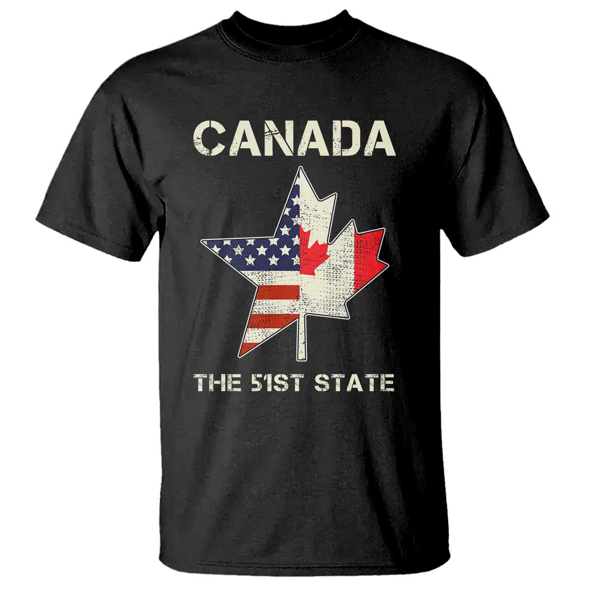 Canada The 51st State T Shirt Maple Canadian American Flag TS09 Black Print Your Wear