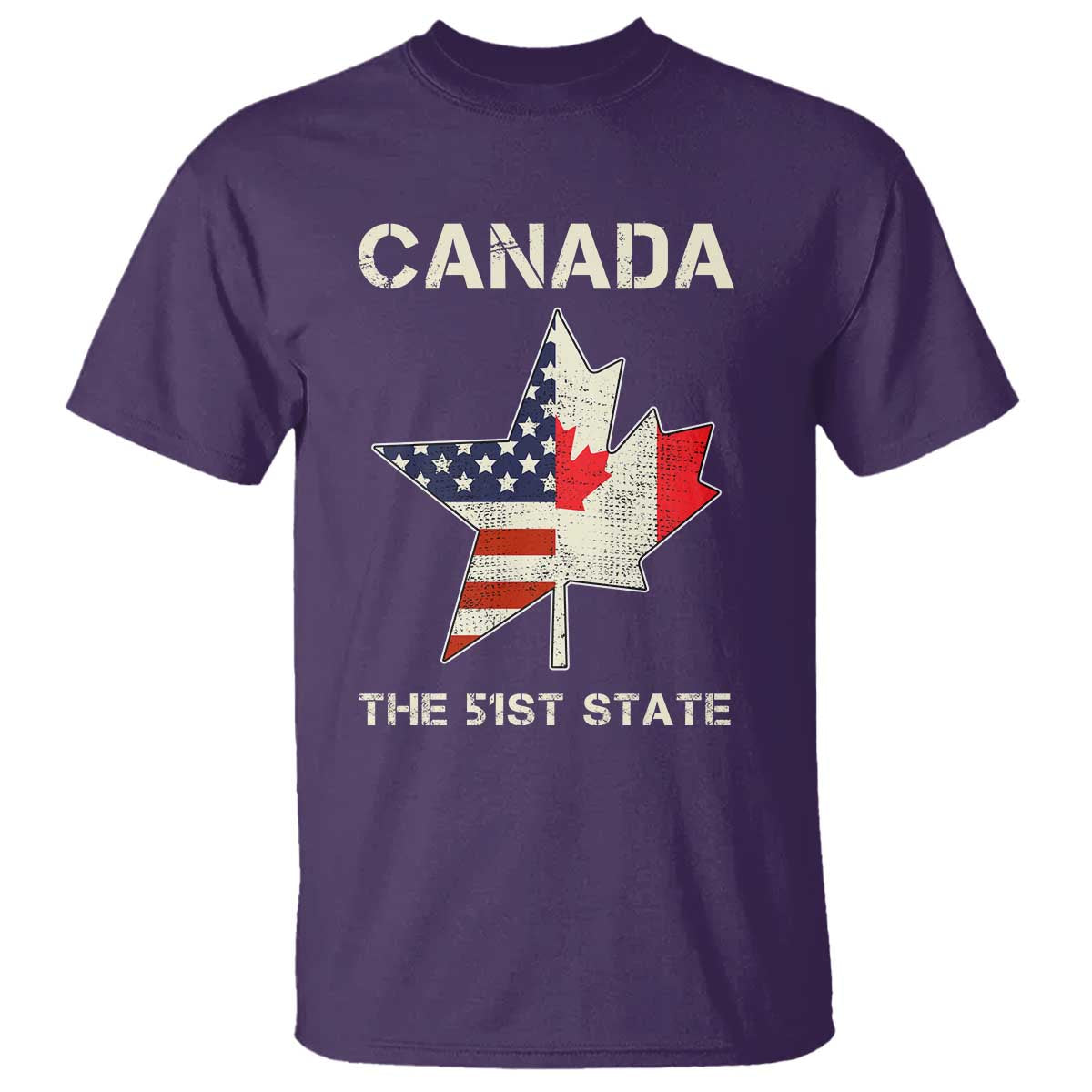 Canada The 51st State T Shirt Maple Canadian American Flag TS09 Purple Print Your Wear