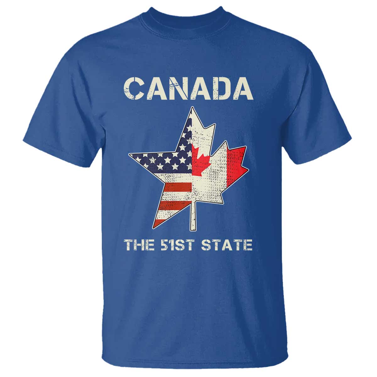 Canada The 51st State T Shirt Maple Canadian American Flag TS09 Royal Blue Print Your Wear